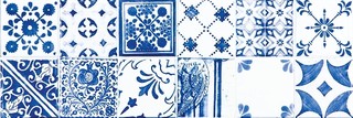 WARVE146 Majolika modrá obkládačka dekor 19,8x59,8x1